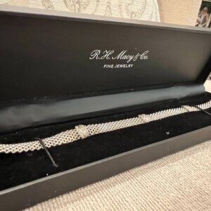 R.H. Macy & Co. Sterling Silver 925 Diamond Mesh woven Link Chain Bracelet